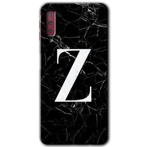 Potkal Hediye Fabrikası Samsung Galaxy A7 2018 Kılıf HD Desen Baskılı Arka Kapak - Siyah Mermer Desenli Z Harfi