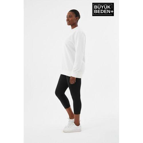 Kadın Büyük Beden Bisiklet Yaka Kollar ve Etek Ribanalı İnce Sweatshirt SPR26BSWK956