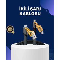 Örgülü Tasarım 4’ü 1 Arada Usb-c Lightning Hızlı Şarj Kablosu