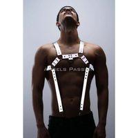 Reflektörlü (Karanlıkta Parlayan) Erkek Göğüs Harness, Reflektörlü Pantolon Askısı, Clubwear