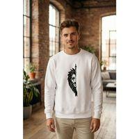 Oversize Bisiklet Yaka Sevgililer Günü Baskılı Sweatshirt - Beyaz