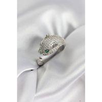 Jaguar Model Gümüş Renk Zirkon Taşlı Kadın Yüzük