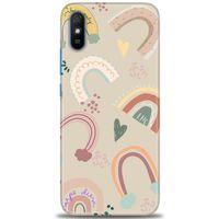 Xiaomi Redmi 9A Kılıf HD Baskılı Kılıf - Kahve Gökkuşağı + Tam Ekran Koruyucu