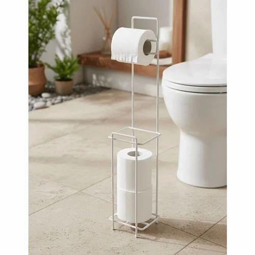 Beyaz Standlı Yedek Hazneli Tuvalet Kağıtlığı