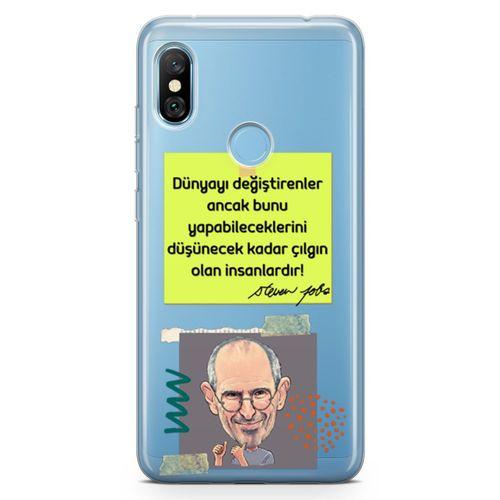 Xiaomi Redmi Note 6 Pro Kılıf Caps Steve Jobs Arka Kapak Koruma Desenli Full Koruyucu