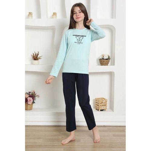 Kız Çocuk Penye Pijama Takım Su Yeşili