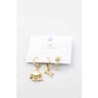 3'lü Bulut Küpe - Altın