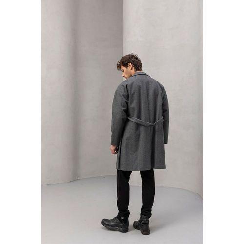 Carlo Oversize Kaşe Kumaş Fileto Cepli Kışlık Erkek Kaban - Füme