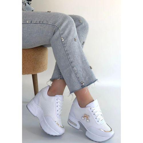 Wody Beyaz Cilt Simli Bağcıklı Spor Ayakkabı