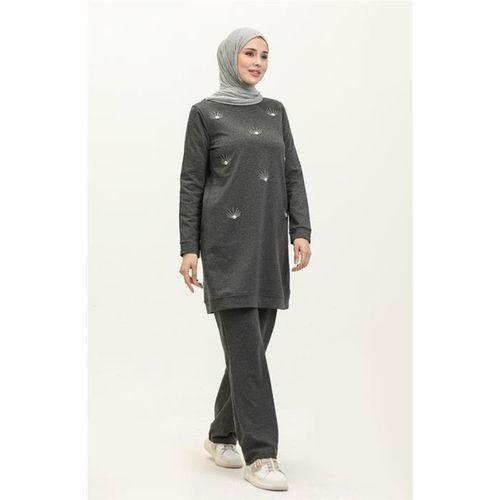 Bisiklet Yaka Uzun Tunik Pantolon Sade Basic Spor Takımı - 03050.017 - Antrasit