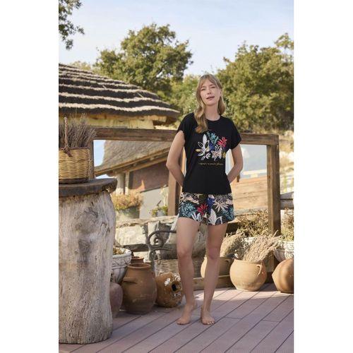 Yaprak Desenli Ve Baskılı "o Segredo E Se Permitir Florescer" Şort Takımı