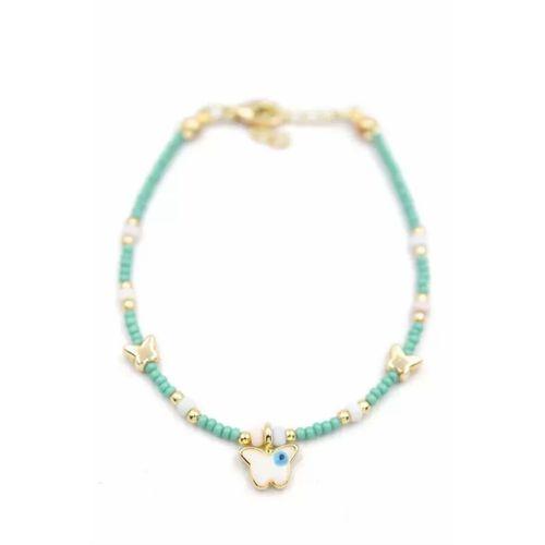 Kelebek Boncuk Bileklik - Açık Yeşil