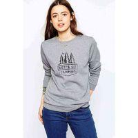 Lets Go Camping Çam Baskılı Gri Kadın Sweatshirt