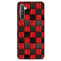 Oppo Realme XT Kılıf Patchwork (47) Crystal Flex Kılıf Siyah Kırmızı
