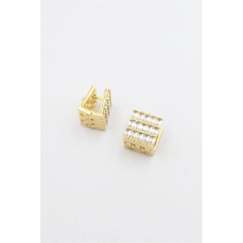 Kare Taşlı Küpe - Altın