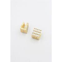 Kare Taşlı Küpe - Altın