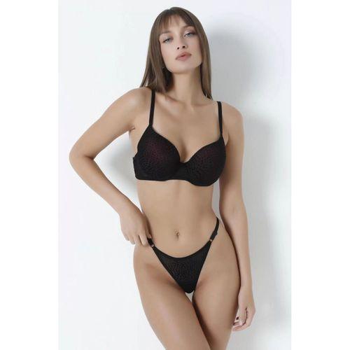 pilelistore Sütyen Takım Benek Flok Baskılı Boş Bordo