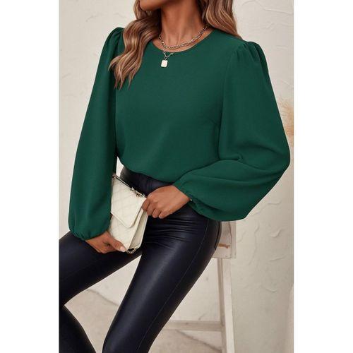Kadın Uzun Kollu Yuvarlak Yaka Arkadan Bağcıklı Salaş Ithal Krep Bluz