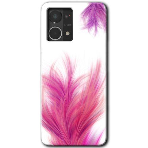 Oppo Reno 7 4G Kılıf HD Desen Baskılı Arka Kapak - Pembe Tüy