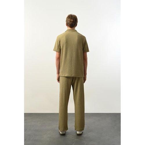 Premium Gölge Dokulu Polo Yaka Erkek T-Shirt - Çağla