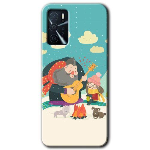 OPPO Oppo A16 Kılıf HD Desen Baskılı Arka Kapak - Kış Pikniği