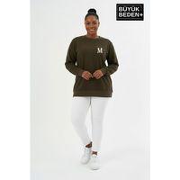 Kadın Büyük Beden M Baskılı Bisiklet Yaka ince Sweatshirt SPR26BSWK956-13