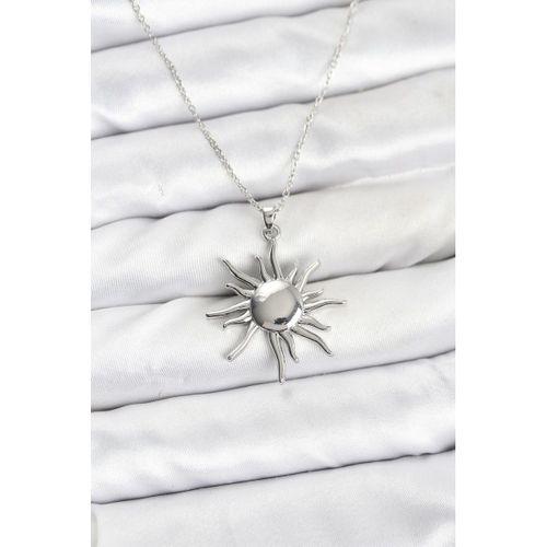 316L Çelik Zincir Gümüş Renk Güneş Model Kadın Kolye