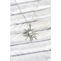 316L Çelik Zincir Gümüş Renk Güneş Model Kadın Kolye