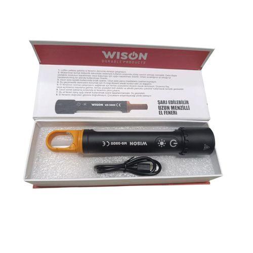 Wison Ws-3500 10 Watt 1500 Lümen Şarj Edilebilir Profesyonel Fener Siyah