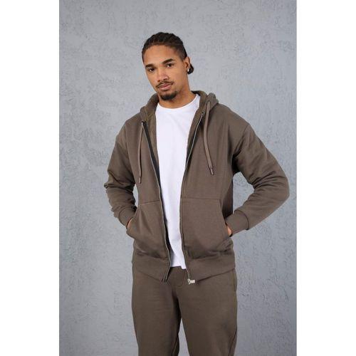 İçi Peluş Üç İplik Kumaş Oversize Fermuarlı Kapüşonlu Sweatshirt - Kapari