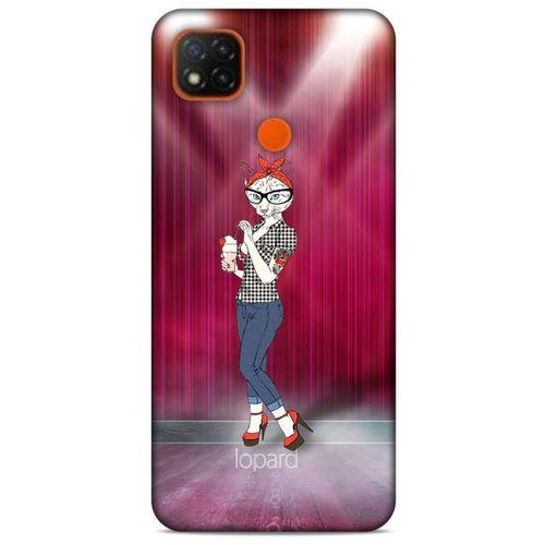 Xiaomi Redmi 9C Kılıf FunnyMaX (50) Shockproof Kılıf Koyu Pembe Kedi