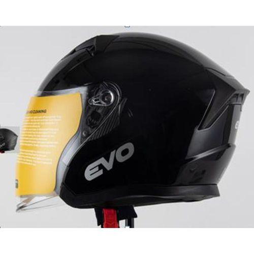 SEVGENT Kask Çenesiz Gözlüklü Evo Parlak Siyah 52802 -M-