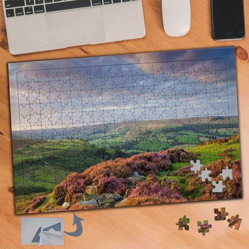 Çiçekli Dağlar Manzarası 240 Parça Puzzle Yapboz Tablo-958