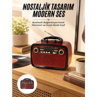 Nostalji Radyo Bluetooth Hoparlör Usb-sd Kart Giriş Led Fener Işıklı Bataryalı Pilli Yeni Nesil