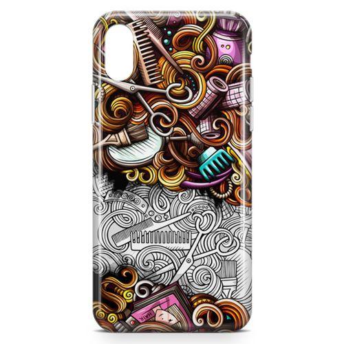 Apple iPhone XS Max Kılıf Kuaför Malzemeleri Doodle Arka Kapak Koruma Desenli Full Koruyucu