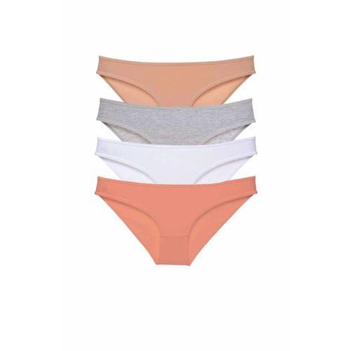 4 adet Süper Eko Set Likralı Kadın Slip Külot Ten Gri Beyaz Pudra