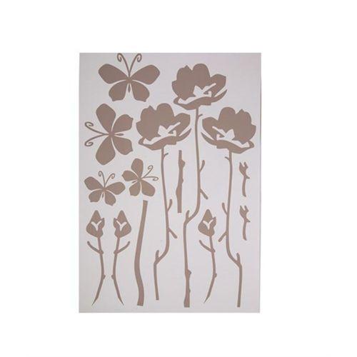 2 Adet Defter Sticker,Laptop Sticker Gri Çiçekli  Pvc 48X33X0,5Cm