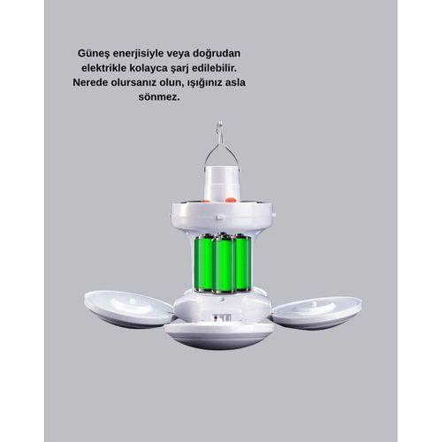 5 Kanatlı Solar Kamp Lambası – Usb Şarjlı, Taşınabilir, Ip65 Su Geçirmez Bahçe Lambası