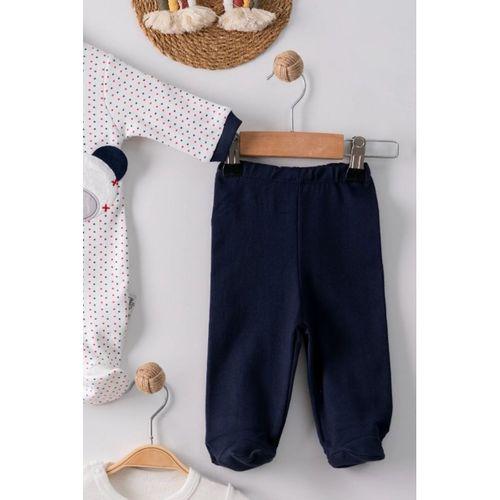 Puanlı Ayıcık Nakışlı Tulumlu % 100 Pamuk Erkek Bebek 5'li Set