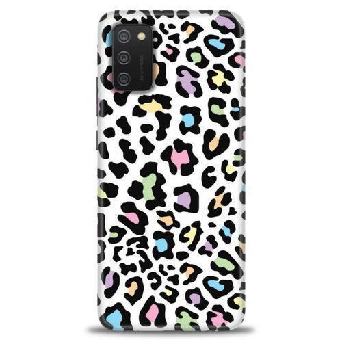 Samsung Galaxy A02S Kılıf HD Baskılı Kılıf - Renkli Leopar + Tam Ekran Koruyucu