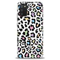 Samsung Galaxy A02S Kılıf HD Baskılı Kılıf - Renkli Leopar + Tam Ekran Koruyucu
