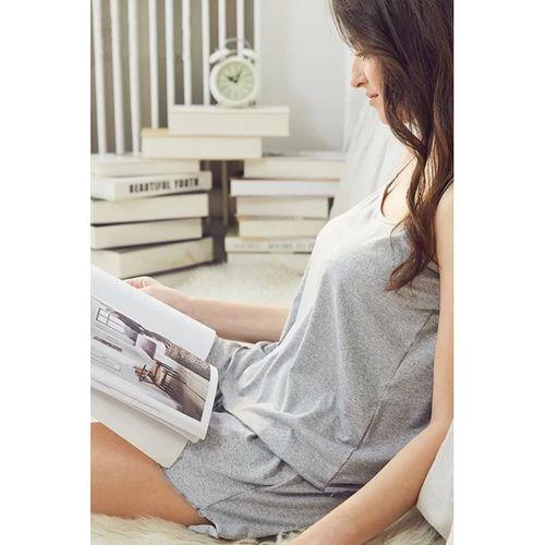 Kadın Gri Şortlu Penye Gecelik Takımı