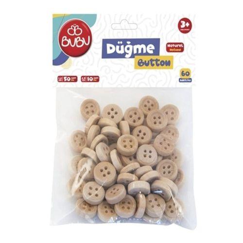 Bubu Ahşap Düğme 1,2Cm 50 Adet 2Cm 10 Adet - 2 paket