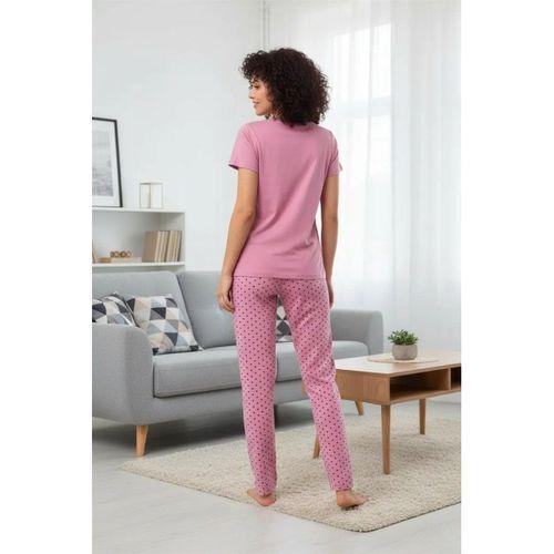 Özel Tasarım Kısa Kol Kadın Penye Pijama Takımı Somon