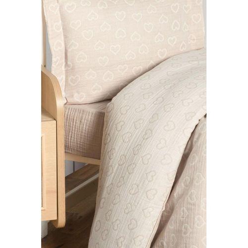 Kanz Kanz Jakarlı Müslin Bebek Nevresim Takımı Knz-013 Heart Kahve