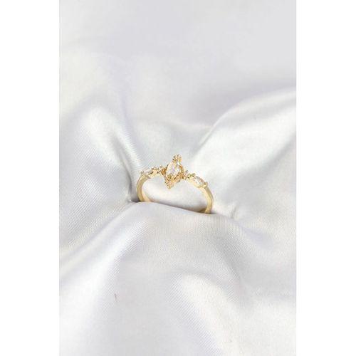 Gold Renk Vintage Model Zirkon Taşlı Yüzük