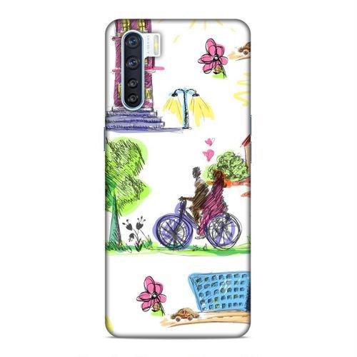 Oppo A91 Kılıf Pembe Sehir Arka Kapak Silikon Koruma Full Koruyucu
