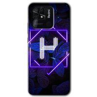 Xiaomi Redmi 10C HD Baskılı Kılıf + 9D Tam Ekran Koruyucu - Dark Neon Yaprak H Harfi