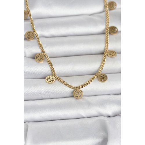 316L Çelik Gold Renk Yaşam Ağacı Model Kadın Kolye