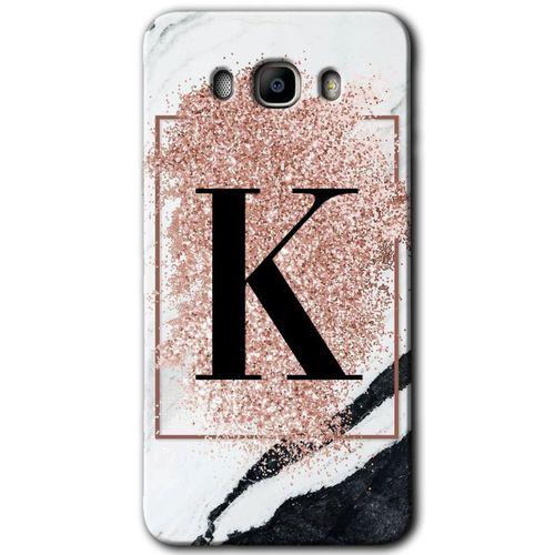 Potkal Hediye Fabrikası Samsung Galaxy J7 2016 Kılıf HD Desen Baskılı Arka Kapak - Pembe Mermer Desenli K Harfi